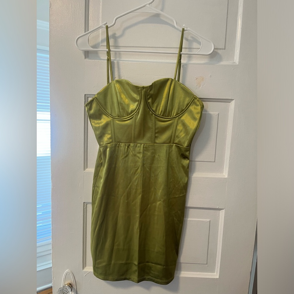 Forever 21 Green Satin Mini Dress